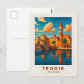 Trogir Kroatië Vintage Travel Poster Briefkaart (Voorkant / Achterkant)