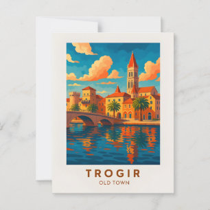 Trogir Kroatië Vintage Travel Poster Briefkaart