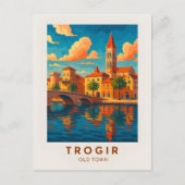 Trogir Kroatië Vintage Travel Poster Briefkaart (Voorkant)