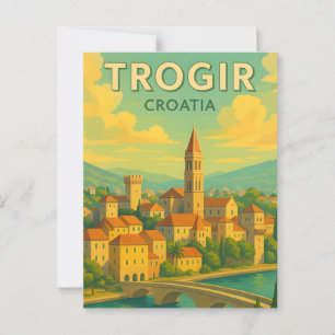 Trogir Kroatië Vintage Travel Poster Briefkaart