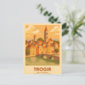 Trogir Kroatië Vintage Travel Poster Briefkaart (Staand voorkant)