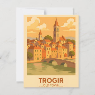 Trogir Kroatië Vintage Travel Poster Briefkaart