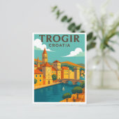 Trogir Kroatië Vintage Travel Poster Briefkaart (Staand voorkant)