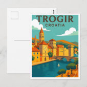 Trogir Kroatië Vintage Travel Poster Briefkaart (Voorkant / Achterkant)