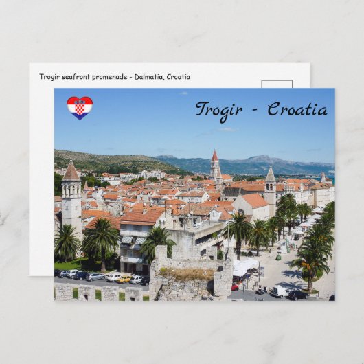 Trogir waterfront promenade - Dalmatië, Kroatië Briefkaart (Voorkant / Achterkant)