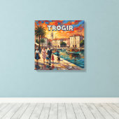 Trogir Waterfront Zonsondergang Wandelpromenade Ca Canvas Afdruk (Insitu (Houten vloer))