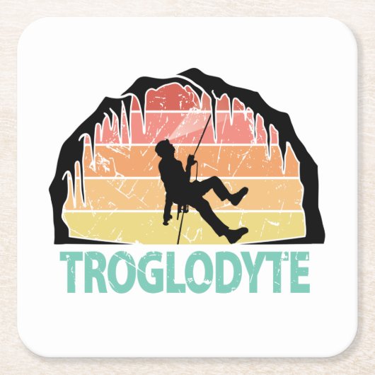 Troglodyte - Funny Caving Spelunking Speleology Kartonnen Onderzetters (Voorkant)