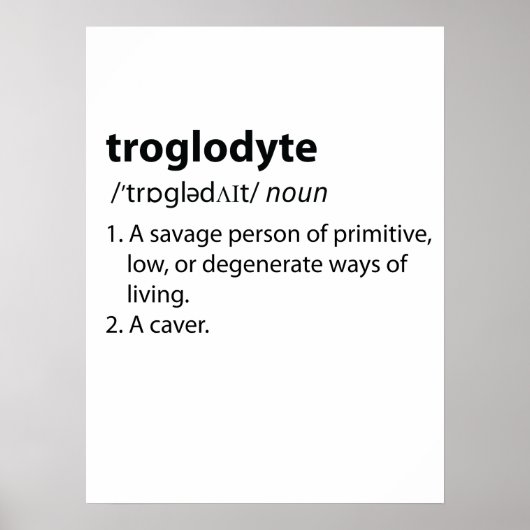 Troglodyte - Funny Definition Caving Speleology Poster (Voorkant)