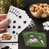 "TROGLODYTES UNITE", grappige steenkoompedaal Pokerkaarten (Insitu)