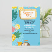 Troical Barbecue Birthday Invitation Kaart (Staand voorkant)