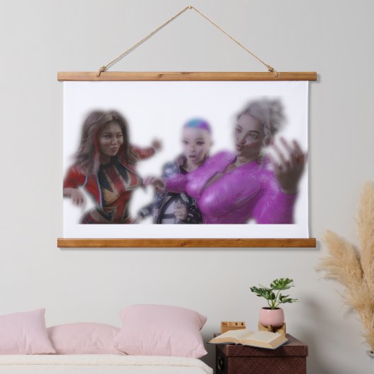 Trois Drôles de Dames Hangend Wandkleed (Slaapkamer)