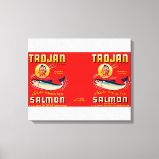 Trojaans merk Salmon Label - Red Canvas Afdruk (Voorkant)
