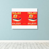 Trojaans merk Salmon Label - Red Canvas Afdruk (Insitu (Houten vloer))