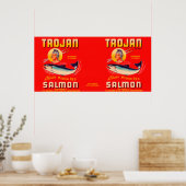 Trojaans merk Salmon Label - Red Poster (Keuken)