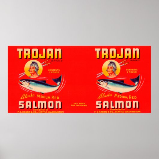 Trojaans merk Salmon Label - Red Poster (Voorkant)