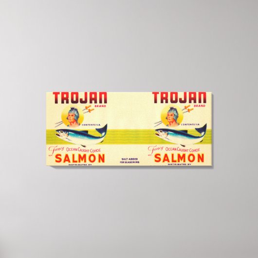 Trojaans merk Salmon Label - White Canvas Afdruk (Voorkant)