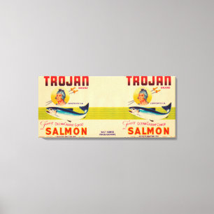 Trojaans merk Salmon Label - White Canvas Afdruk