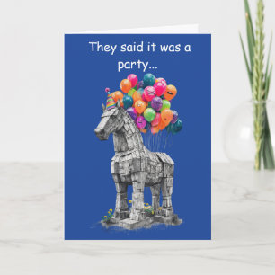 Trojaans Paard Verjaardag Grappige Humor Cadeau Kaart