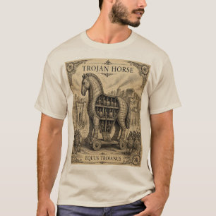 Trojaans Paard Vintage Griekse Mythologie Kunst T-shirt