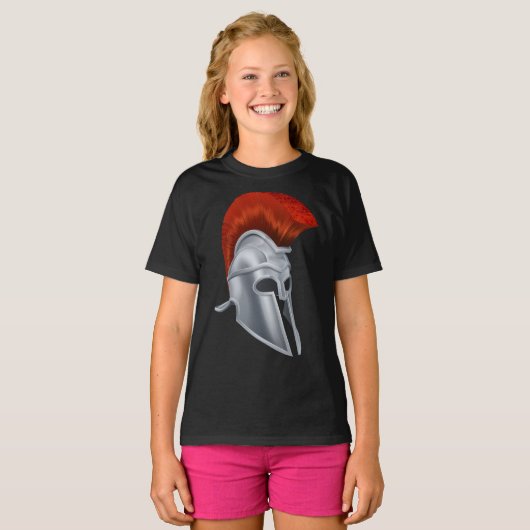 Trojaanse helm meisjes T-shirt (Voorkant volledig)