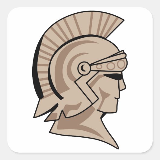 Trojan of Spartan Mascot Vierkante Sticker (Voorkant)