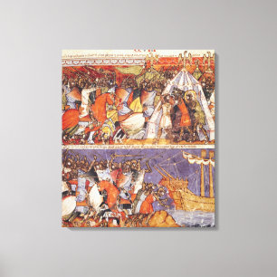 Trojans die het Griekse kamp invallen Canvas Afdruk