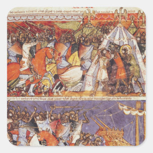 Trojans die het Griekse kamp invallen Vierkante Sticker