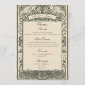 Trojans Elegant Bruin Goud Bloemig Trouwmenu Menu (Voorkant)