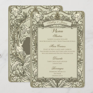 Trojans Elegant Bruin Goud Bloemig Trouwmenu Menu