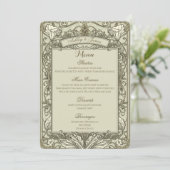 Trojans Elegant Bruin Goud Bloemig Trouwmenu Menu (Staand voorkant)