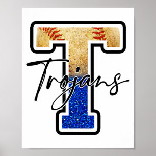 Trojans Honkbal Team Mascotte Trots School Geest Poster
