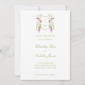 Trojika Bruidsmonogram met Bloemguirlande Trouwkaa Save The Date (Voorkant)