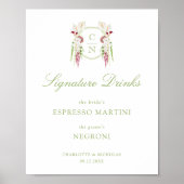 Trojka Bruidsbloemen Monogram Bruidsdrankjes Poster (Voorkant)