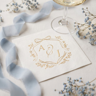 Trojka Chic Strik Florale Wapen Monogram Huwelijk Folie Servetten
