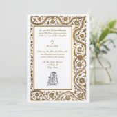 Trojka Elegante Indiase Mughal 1608 Huwelijk Kaart (Staand voorkant)