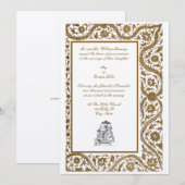 Trojka Elegante Indiase Mughal 1608 Huwelijk Kaart (Voorkant / Achterkant)