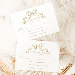 Trojka Elegantie Gouden Boog Bruiloft RSVP Informatiekaartje