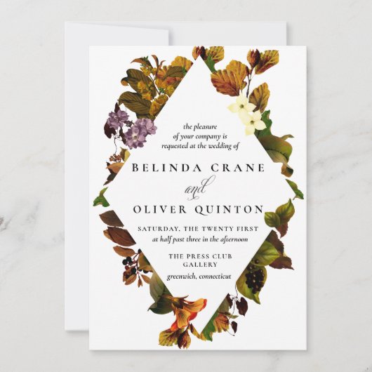 Trojka Herfst Vintage Trouw Uitnodigingen (Voorkant)