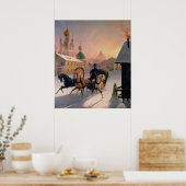 Trojka op straat in Sint-Petersburg, 1850 Poster (Keuken)