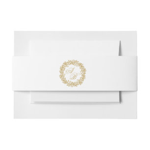 Trojse Franse Elegante Gouden Flora Monogram Huwel Uitnodigingen Wikkel