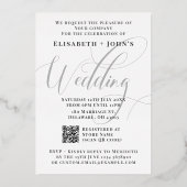 Trojuwensuitnodiging van witte roosgoud in minimal folie feestdagenkaart (Achterkant)