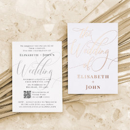 Trojuwensuitnodiging van witte roosgoud in minimal folie feestdagenkaart