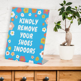 TROK JE SCHOENEN UIT Groovy Daisies Bloemige Aange Reclamebord Met Voetstuk
