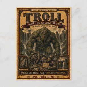 Trol, Vintage Circusmonster Briefkaart