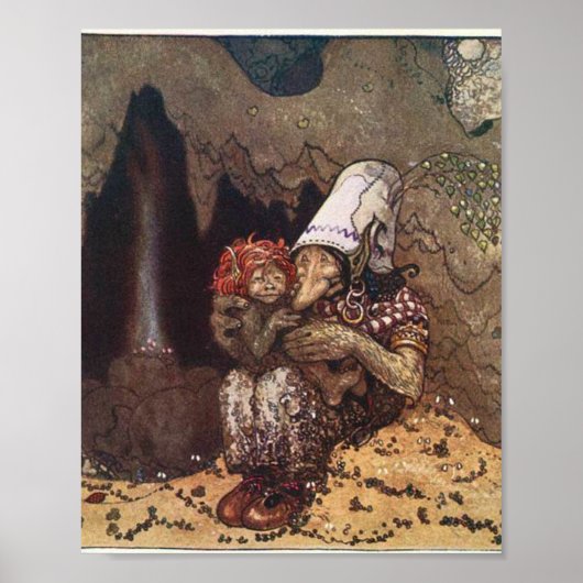 Troll And Child By John Bauer Poster (Voorkant)