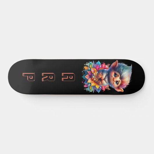 *~* Troll AP89 Hippie Neon Whimsical Initiaal Scha Persoonlijk Skateboard (Horizontaal)