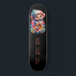 *~* Troll AP89 Hippie Neon Whimsical Initiaal Scha Persoonlijk Skateboard<br><div class="desc">(Zoekcode AP89 voor Troll items en AP88 voor middeleeuwse thema items ) Gemakkelijk overzetten naar andere Zazzle producten. ZWARTE achtergrond Skateboard. De Hippie NEON kleuren alleen pop aanpassen / personaliseren uw INITIALEN / MONOGRAM. Schattigee grappige Lange Haar Troll. Whimsical Schattige Fun Bright RAINBOW neon kleuren. Dit is een populaire Trending...</div>