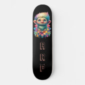 *~* Troll AP89 Hippie Neon Zwart Initialen Flower Persoonlijk Skateboard (Voorkant)