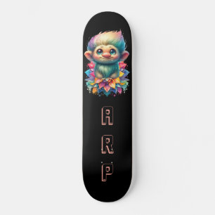 *~* Troll AP89 Hippie Neon Zwart Initialen Flower Persoonlijk Skateboard
