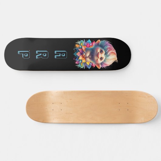 *~* Troll AP89 Neon Zwart Initialen Fun Flower Persoonlijk Skateboard (Horizontaal)